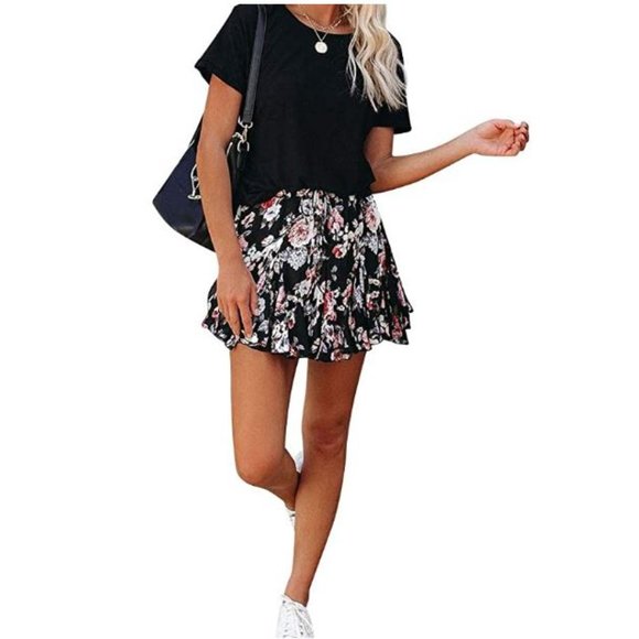 Women's High Waist Floral Mini Ruffle Skirt - Picture 5 of 6